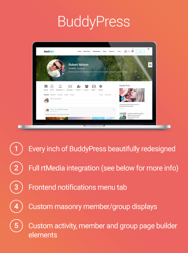 Aardvark – Community, Membership, BuddyPress Theme